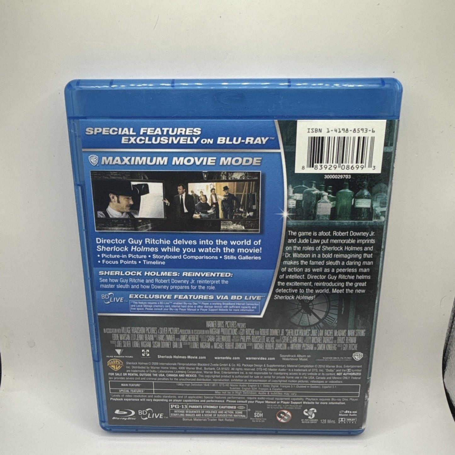 Sherlock Holmes (Blu-ray Disc, 2010) Robert Downey Jr - Jude Law - Rachel Mcadam