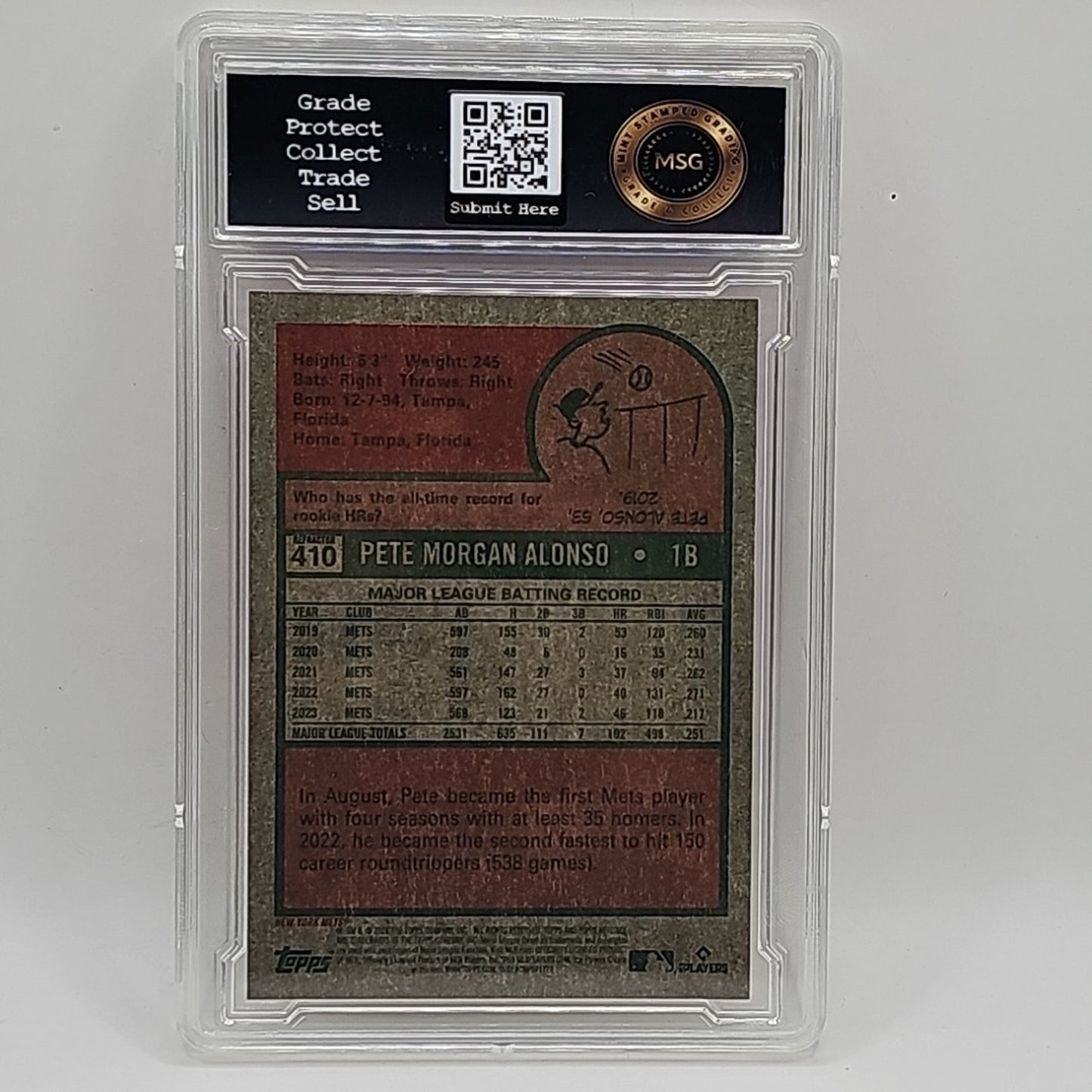 2024 Topps Heritage Chrome Refractor #410 Pete Alonso /575 New York Mets Graded