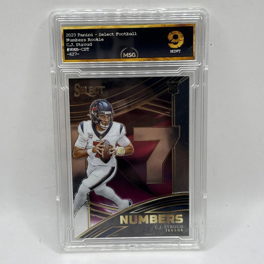 C. J. Stroud 2023 Panini Select Football RC Numbers Insert #NMB-CST Graded 9 NFL