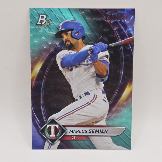 2022 Bowman Platinum #64 Marcus Semien Aqua Ice Foilboard #/250 MLB Rangers