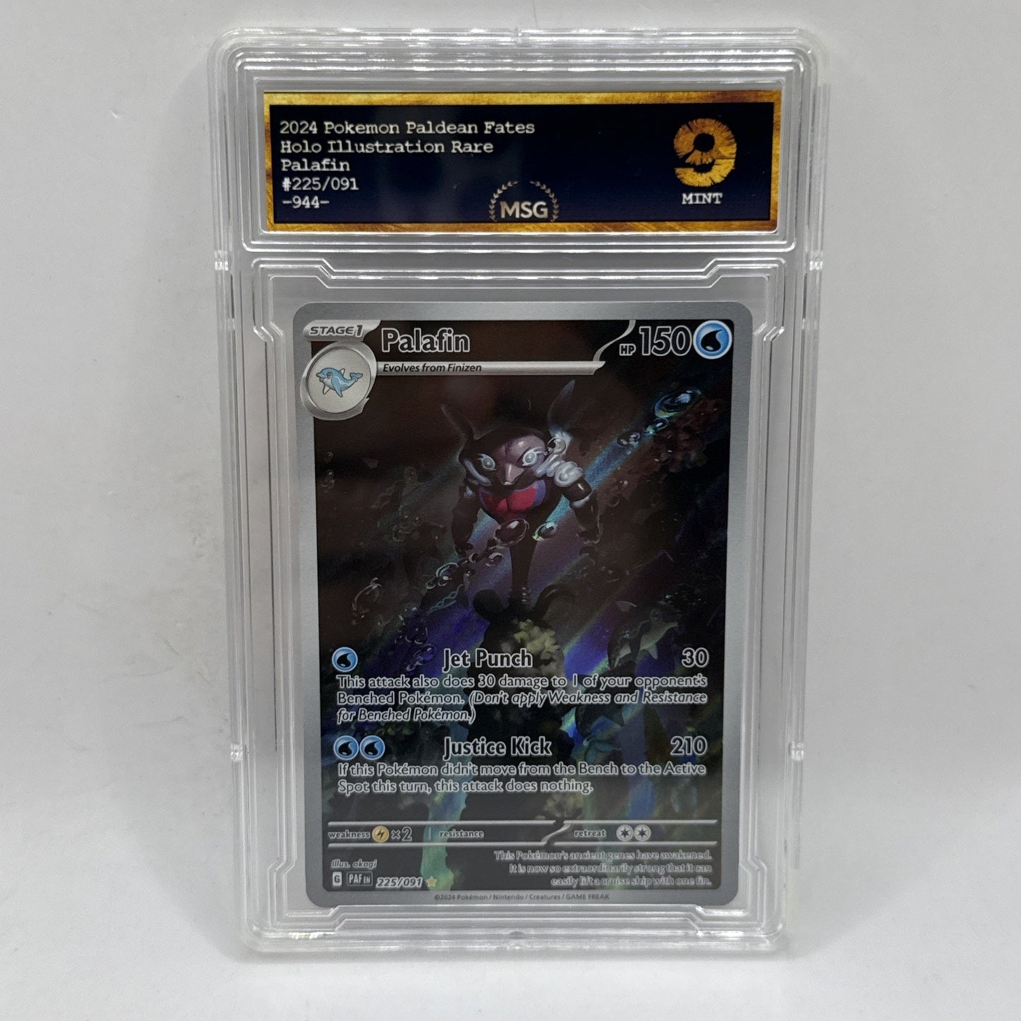 Palafin 225/091 Pokémon SV Paldean Fates Illustration Rare Graded 9 Mint Tcg