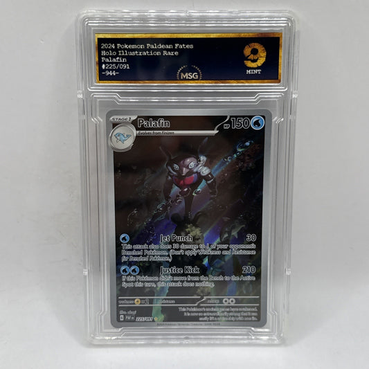 Palafin 225/091 Pokémon SV Paldean Fates Illustration Rare Graded 9 Mint Tcg
