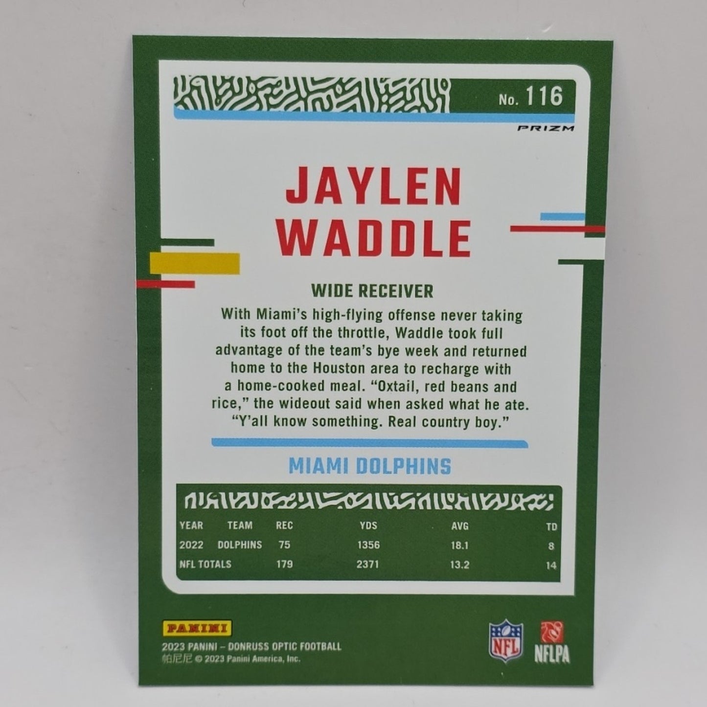 2023 Donruss Optic #116 Jaylen Waddle Rocket Border NFL Miami Dolphins Card