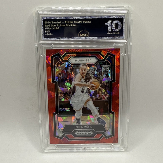 2024 Prizm Draft Picks Nika Muhl Red Ice Prizm #15 Rookie Graded 10 WNBA Foil