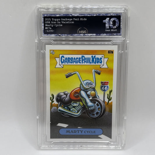 2023 Topps Garbage Pail Kids Go On Vacation Marty Cycle 67a Graded 10 Harley