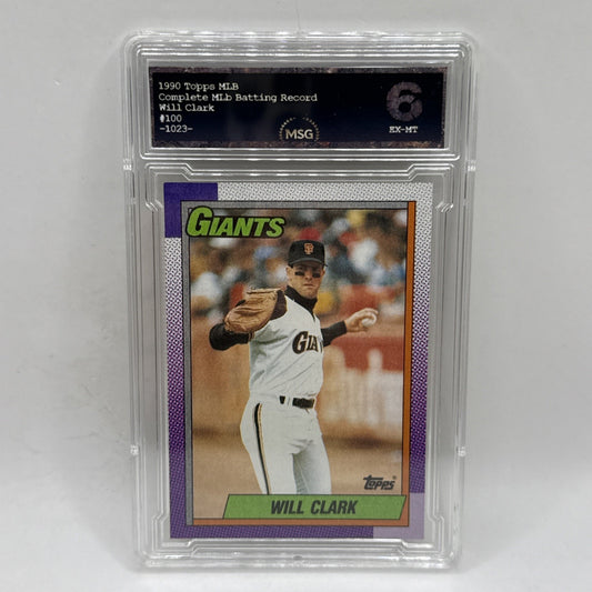 1990 Topps Baseball Card Will Clark #100 Graded 6 MLB Giants Vintage Collectible