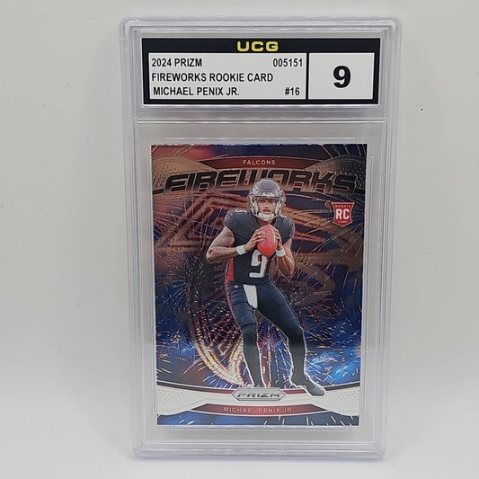 2024 Panini Prizm - Fireworks Michael Penix Jr. #16 (RC) Atlanta Falcons Graded