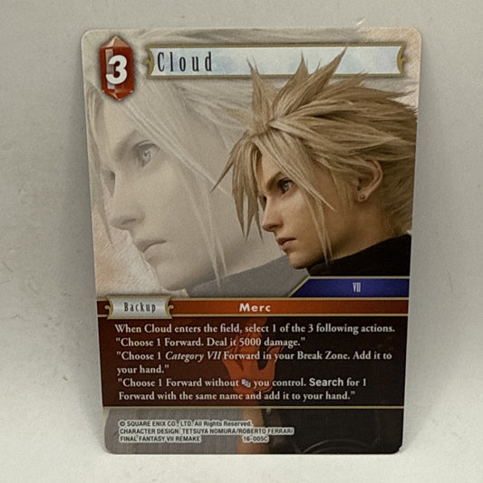 Cloud Strife Final Fantasy 7 Remake Non holo card 2022 Square Enix TCG Opus 16