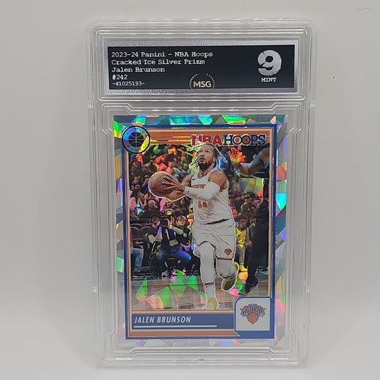 2023-24 Panini Premium Stock Cracked Ice Prizm Jalen Brunson New York Graded 9