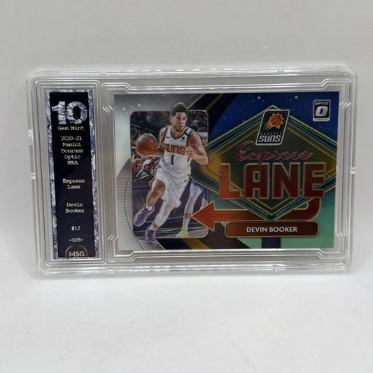 2020-21 Donruss Optic #12 Devin Booker Express Lane Holo Phoenix Suns Graded 10