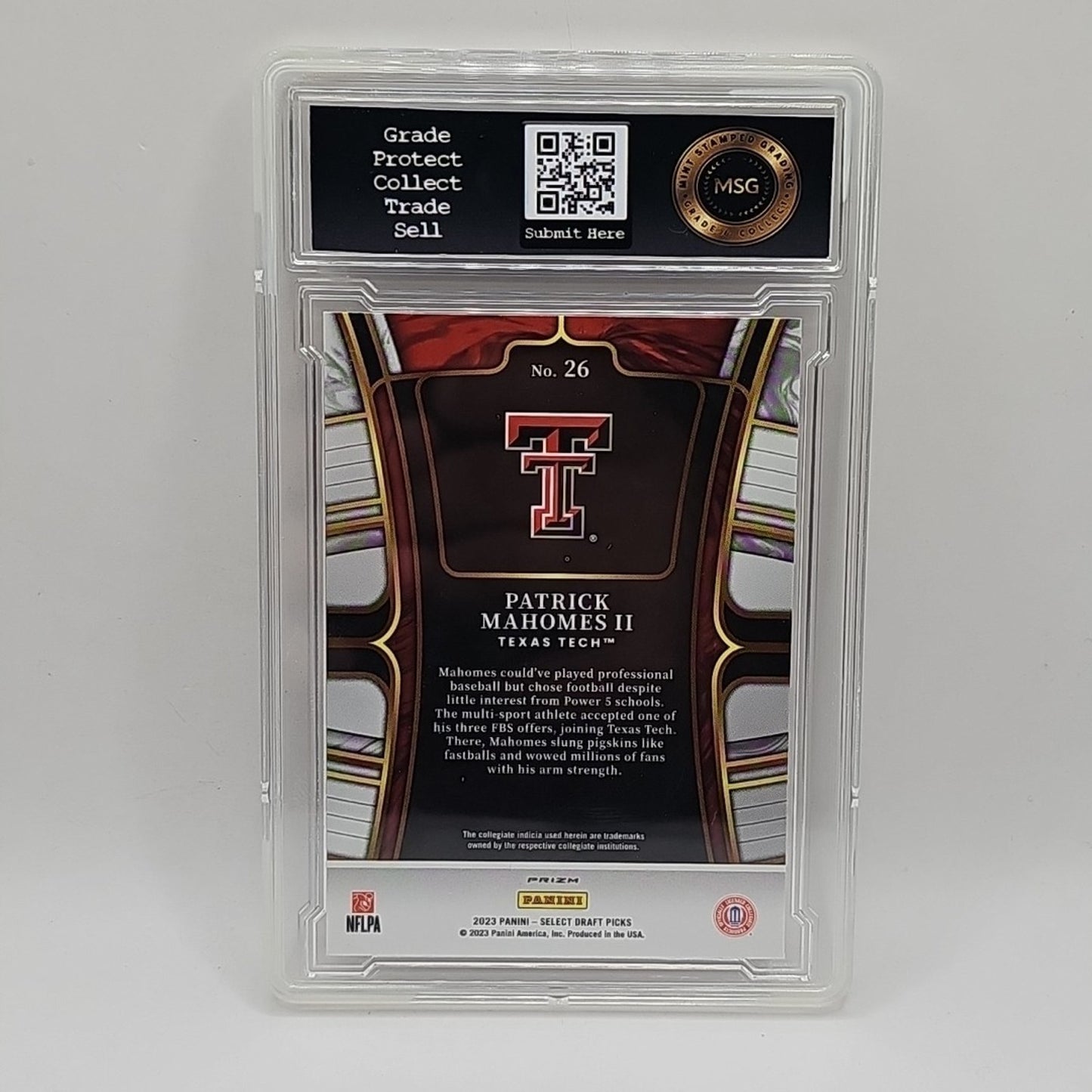 2023 Panini Select Draft Picks #26 Patrick Mahomes II Purple Lazer Prizm Graded