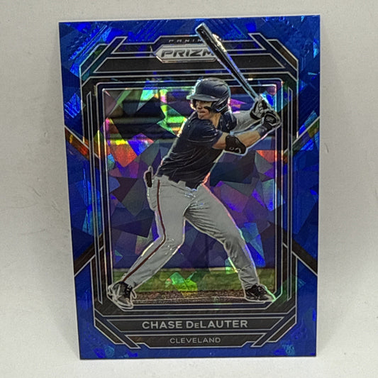 2023 Panini Prizm Baseball Blue Ice Prizm Chase DeLauter #98 Cleveland Guardians