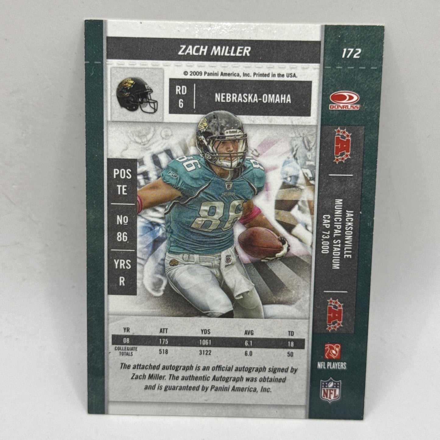 Zach Miller 2009 Playoff Contender Rookie Ticket Autograph Auto Card #172