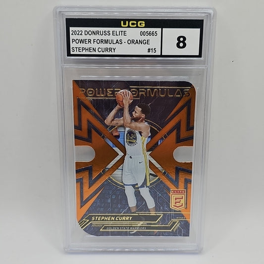 2022 Donruss Elite Power Formulas Orange Die Cut #15 Stephen Curry Graded 8