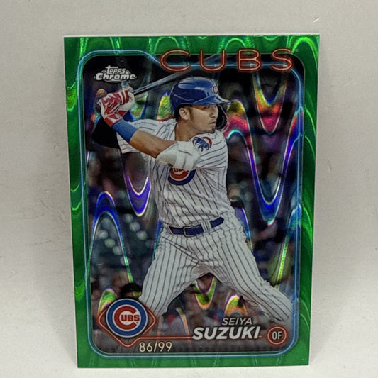 2024 Topps Chrome - Green Raywave Refractor #13 Seiya Suzuki /99 MLB Card