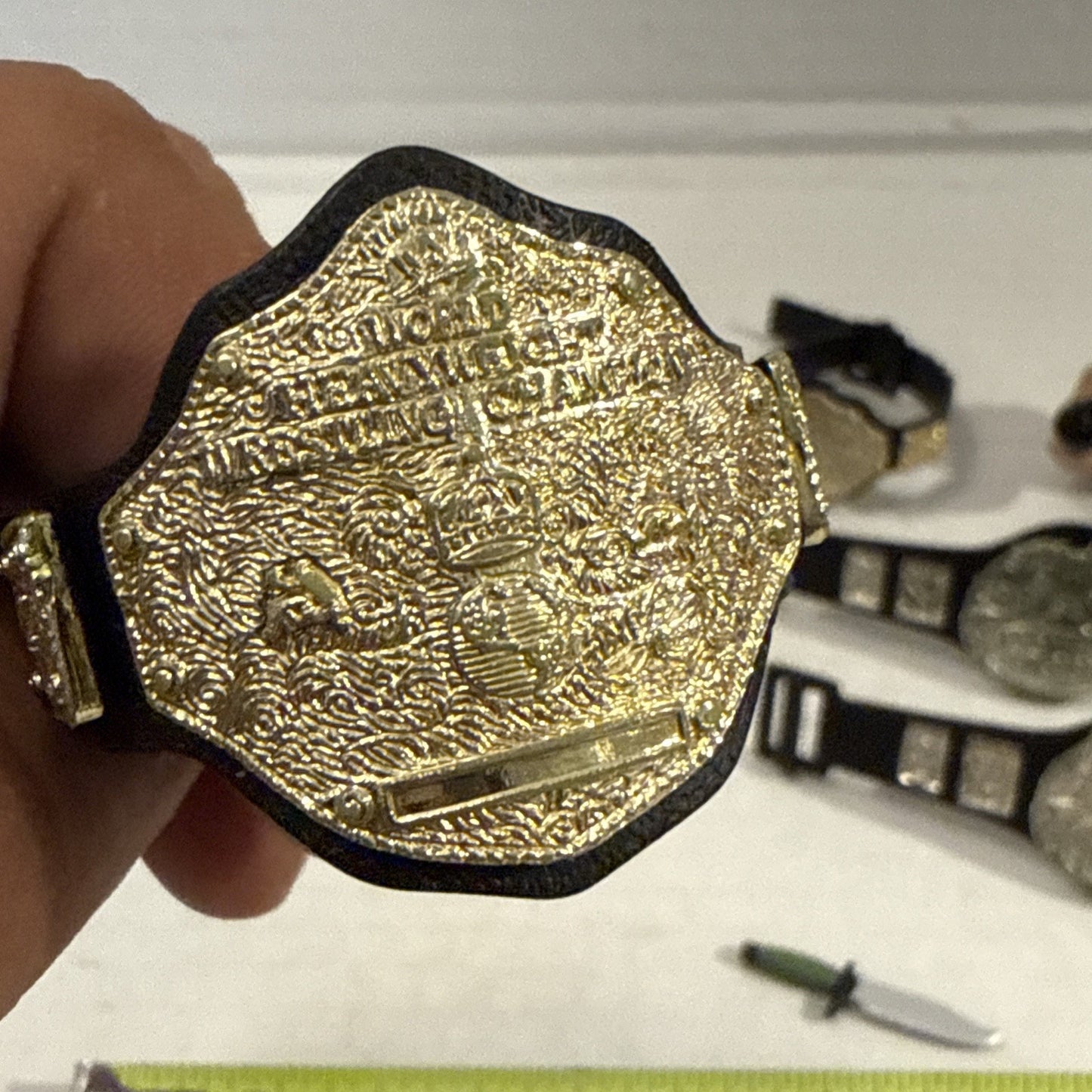 WWE Tag Team Championship Title Belt Set lot Of Action Figure Accessories TNA