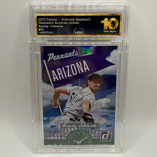 Randy Johnson Pennants Holo 2023 Donruss Card #P1 Diamondbacks Graded 10