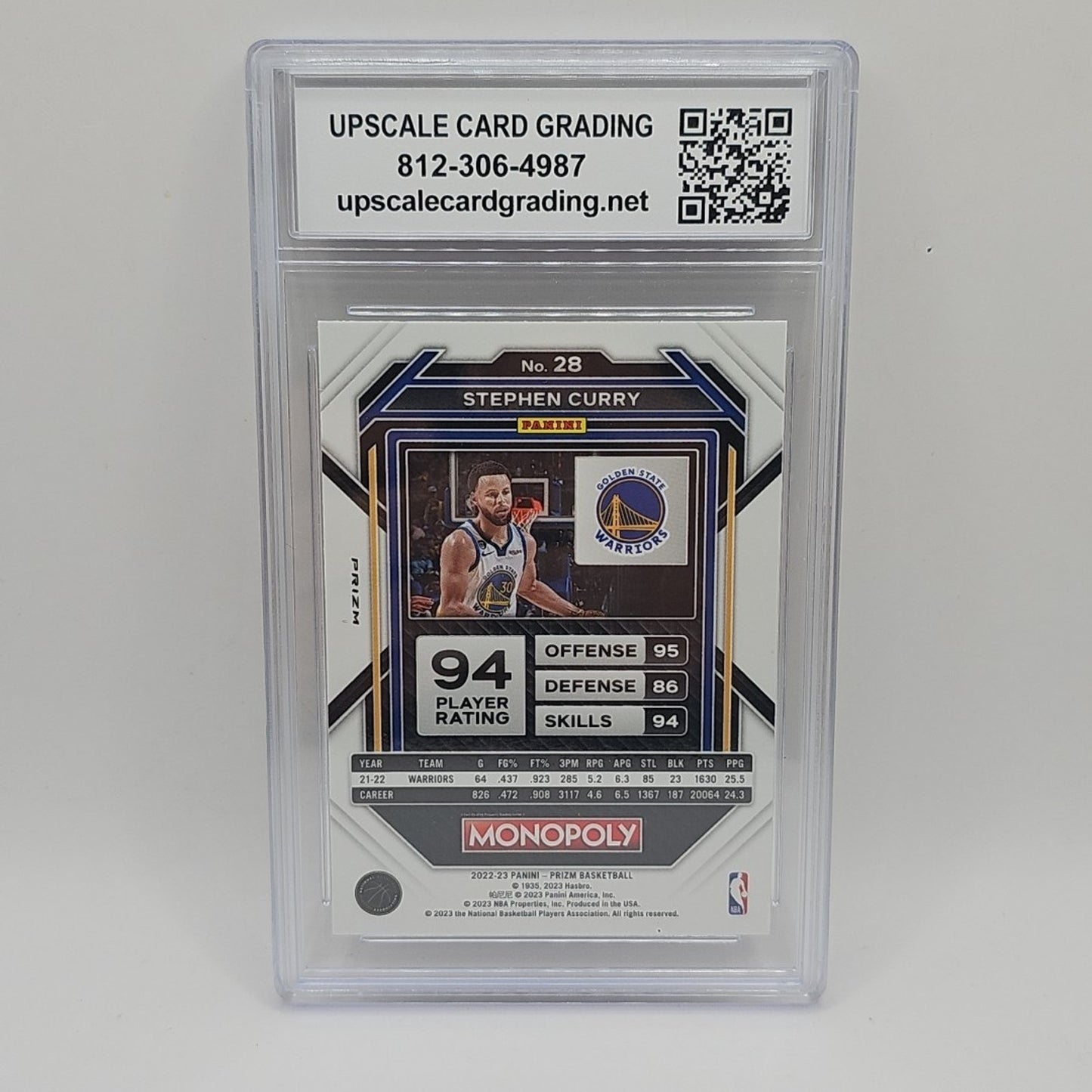 2022 Panini Monopoly #28 Stephen Curry Black Icons Prizm Graded 10 Gem Mint NBA
