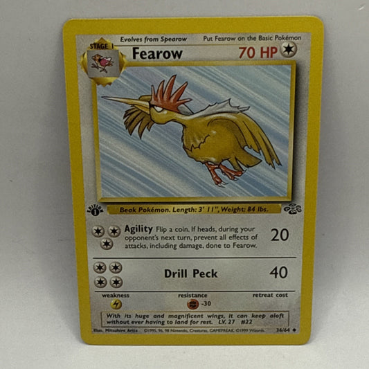 Pokémon TCG Fearow Jungle 36/64 Regular 1st Edition Uncommon MP Card