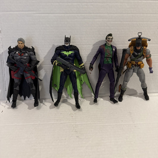 DC Multiverse Batman & Joker Toy Action Figure Lot + Random Weapon Accessories