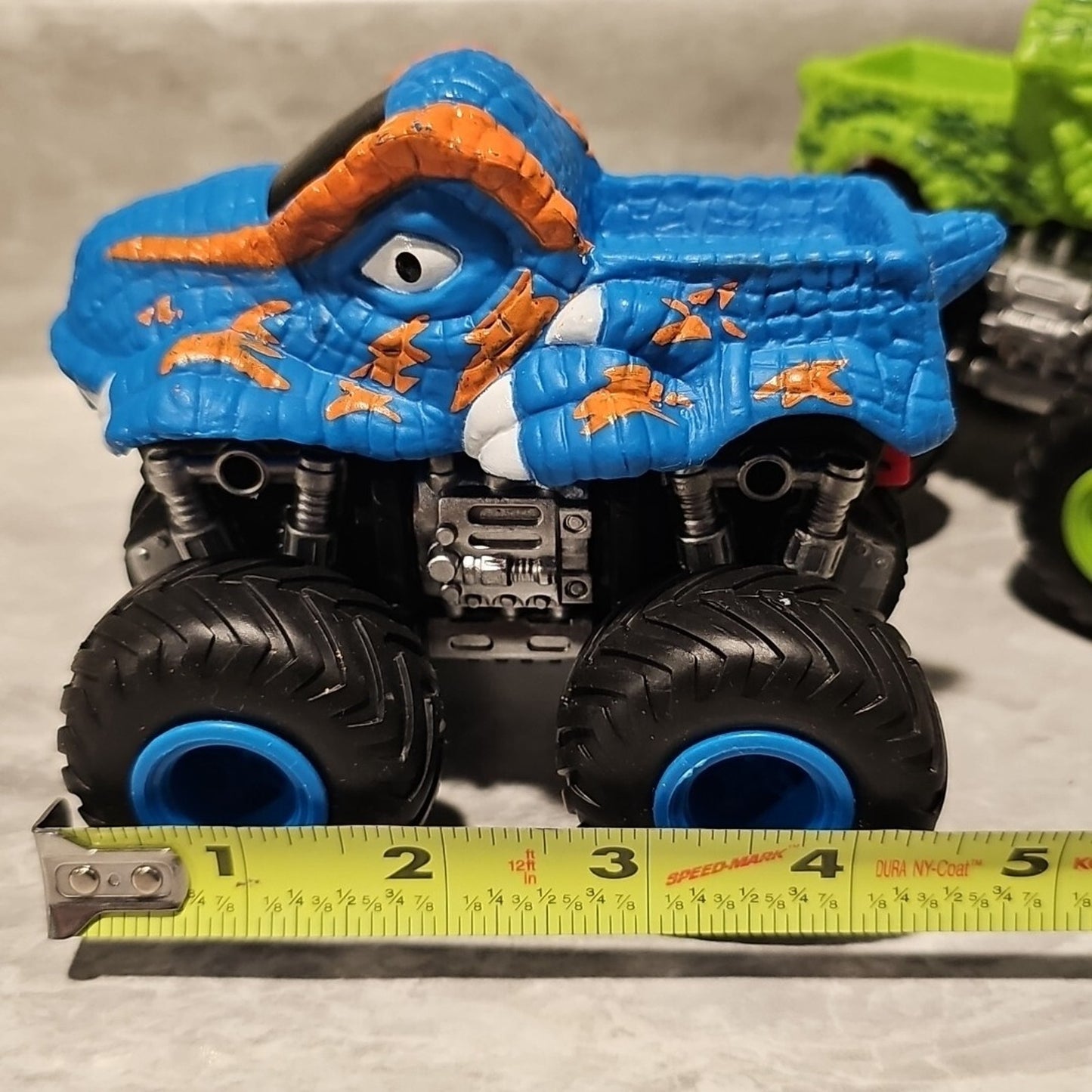 Monster Truck Play Dinosaur Green & T T-Rex Blue 4 x 4 Offroad Plastic Toys