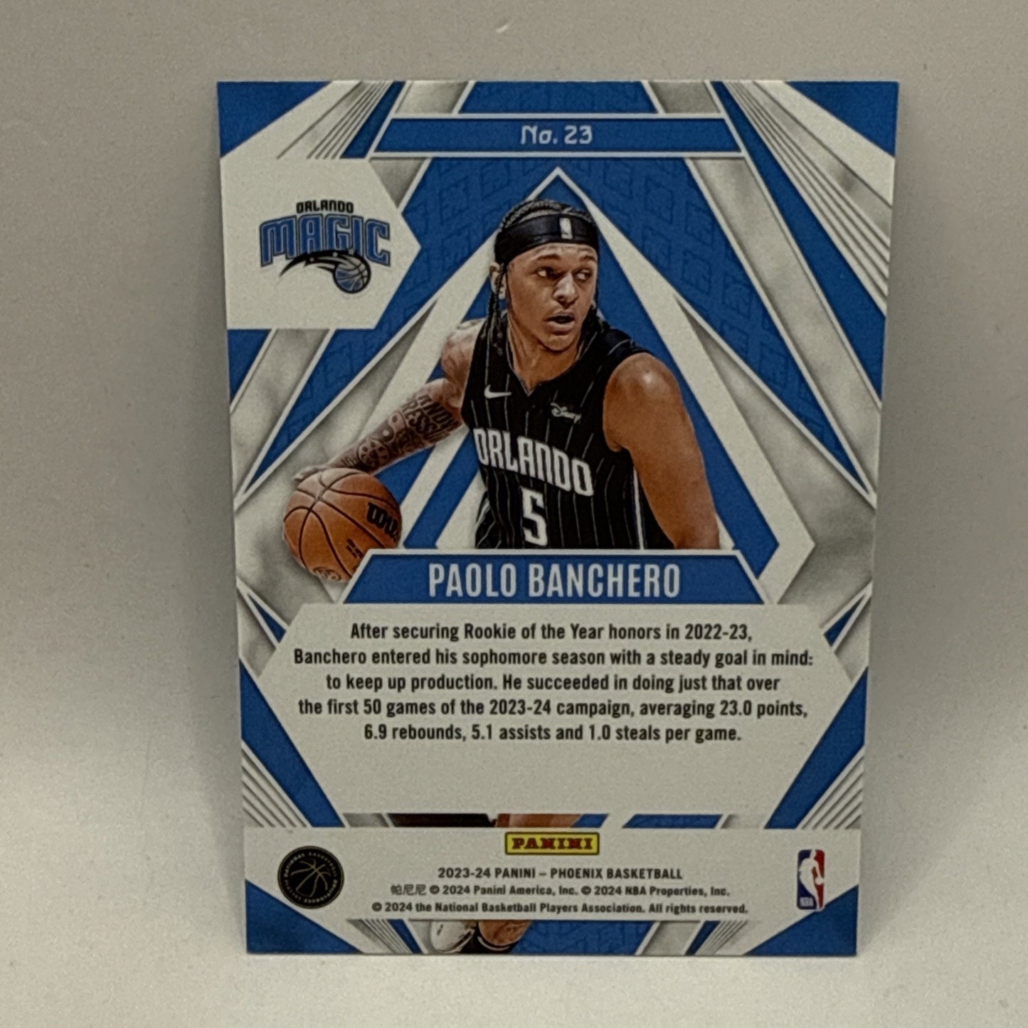 Paolo Banchero 2023-24 Panini Phoenix #23 Teal Lazer Paragon Orlando Magic