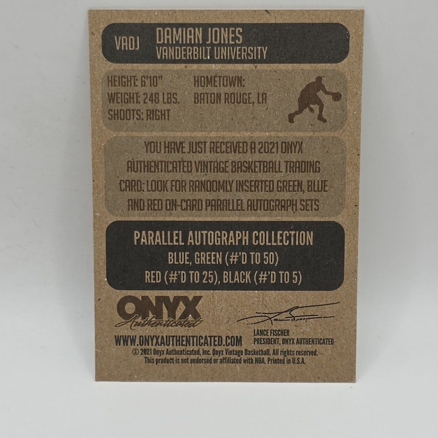 Damian Jones 2021-22 Onyx Vintage Auto On-Card Rookie RC NBA Golden State