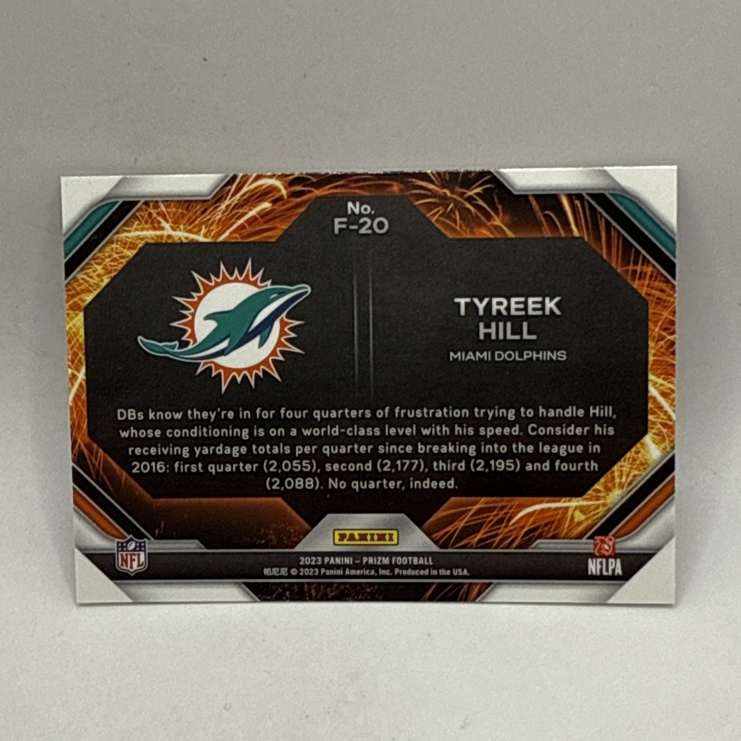 Tyreek Hill 2023 Panini Prizm Fireworks Insert #F-20 Miami Dolphins
