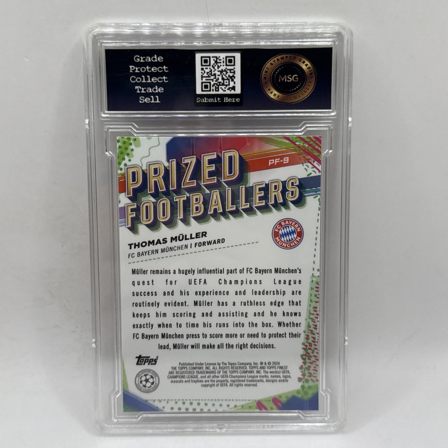 TOPPS UEFA UCC FINEST 2023 2024 PRIZED FOOTBALLER BAYERN MUNCHEN THOMAS MULLER