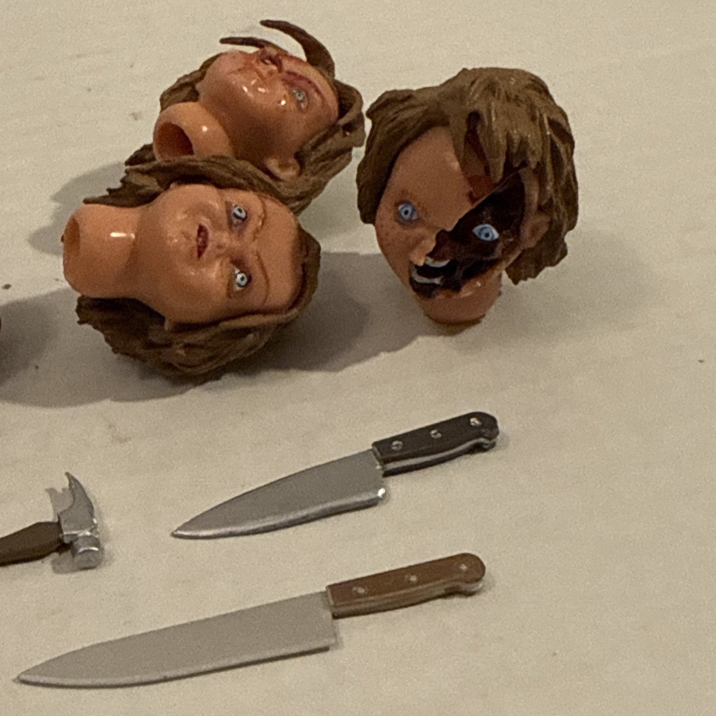 Lot Of Toy Action Figure Freddie & Chuckie Heads, Weapons, Hands, Tools Parts