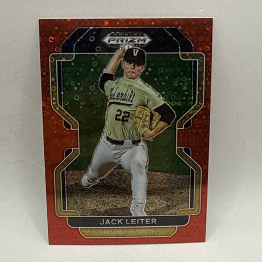 Jack Leiter 2022 Panini Prizm Draft Picks #PDP217Red Donut Circle Prizm Rangers