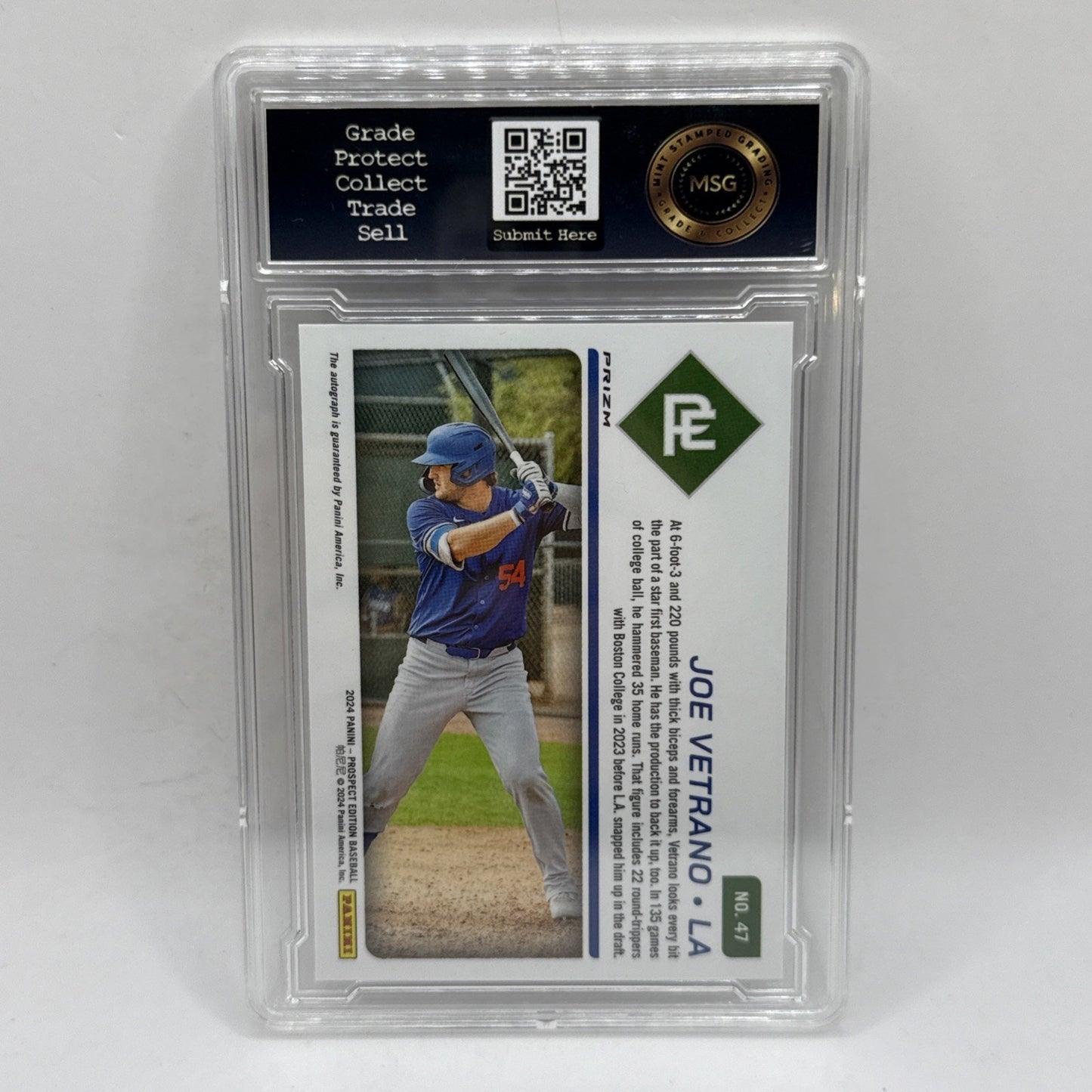 2024 Panini Prospect Edition Baseball Joe Vetrano Prospect Ticket Auto Graded 10