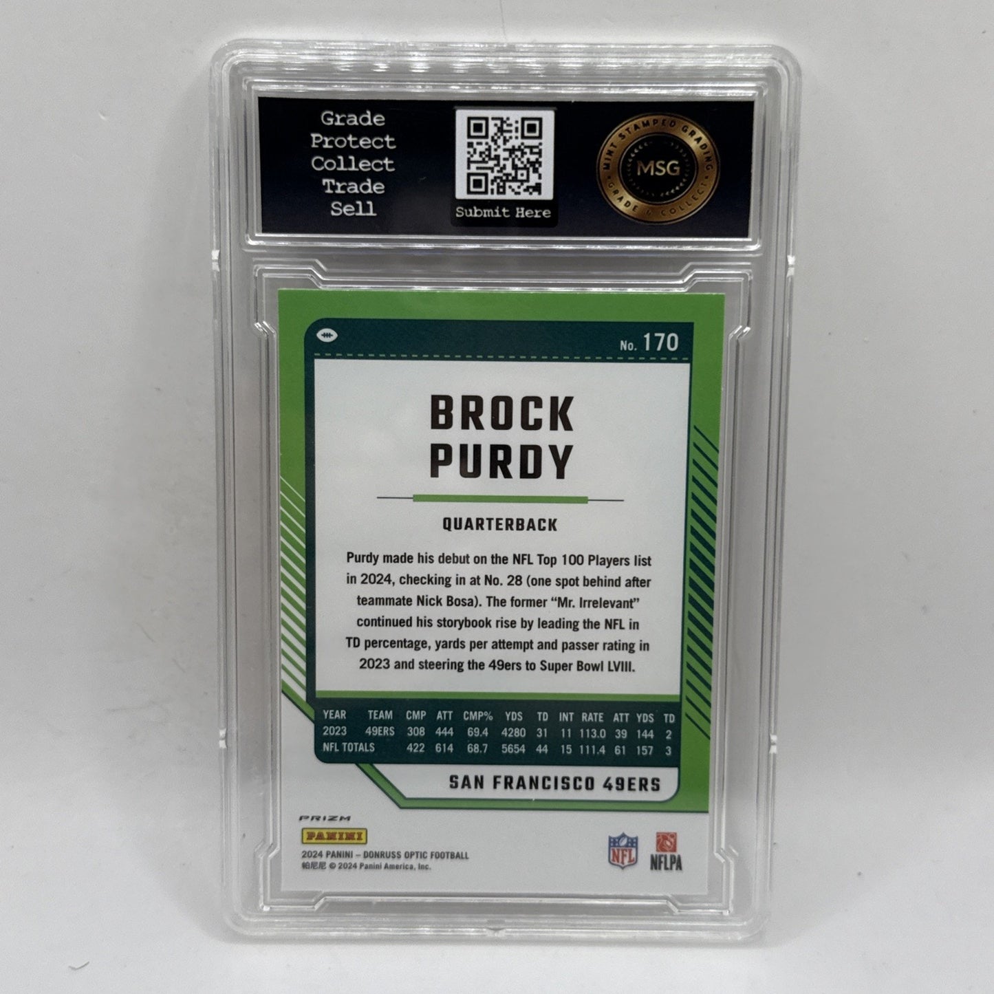 2024 Panini Donruss Optic - Brock Purdy #170 Silver Prism Graded 9 NFL 49ers
