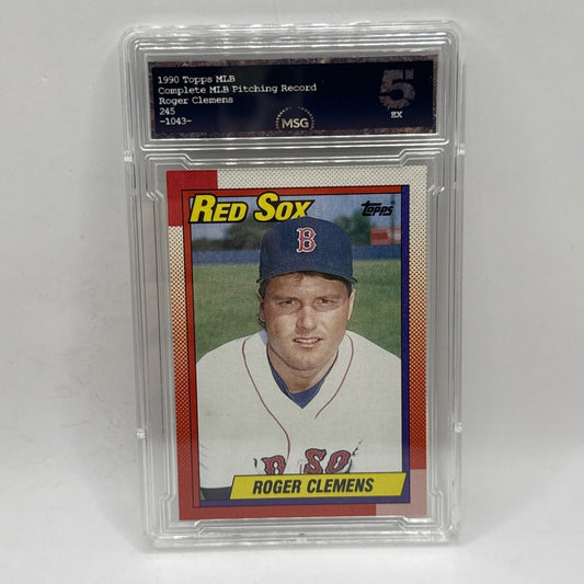 1990 MLB Topps Baseball | Roger Clemens | #245 | Boston Red Sox Graded 5 Vintage
