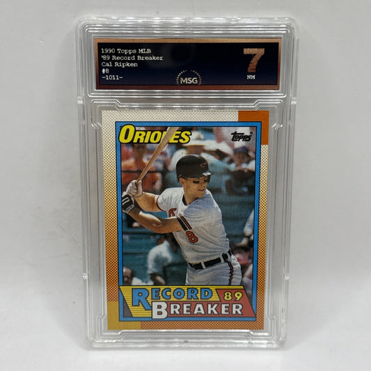 1990 Topps Cal Ripken record breaker baseball card #8 Baltimore Orioles Graded 7