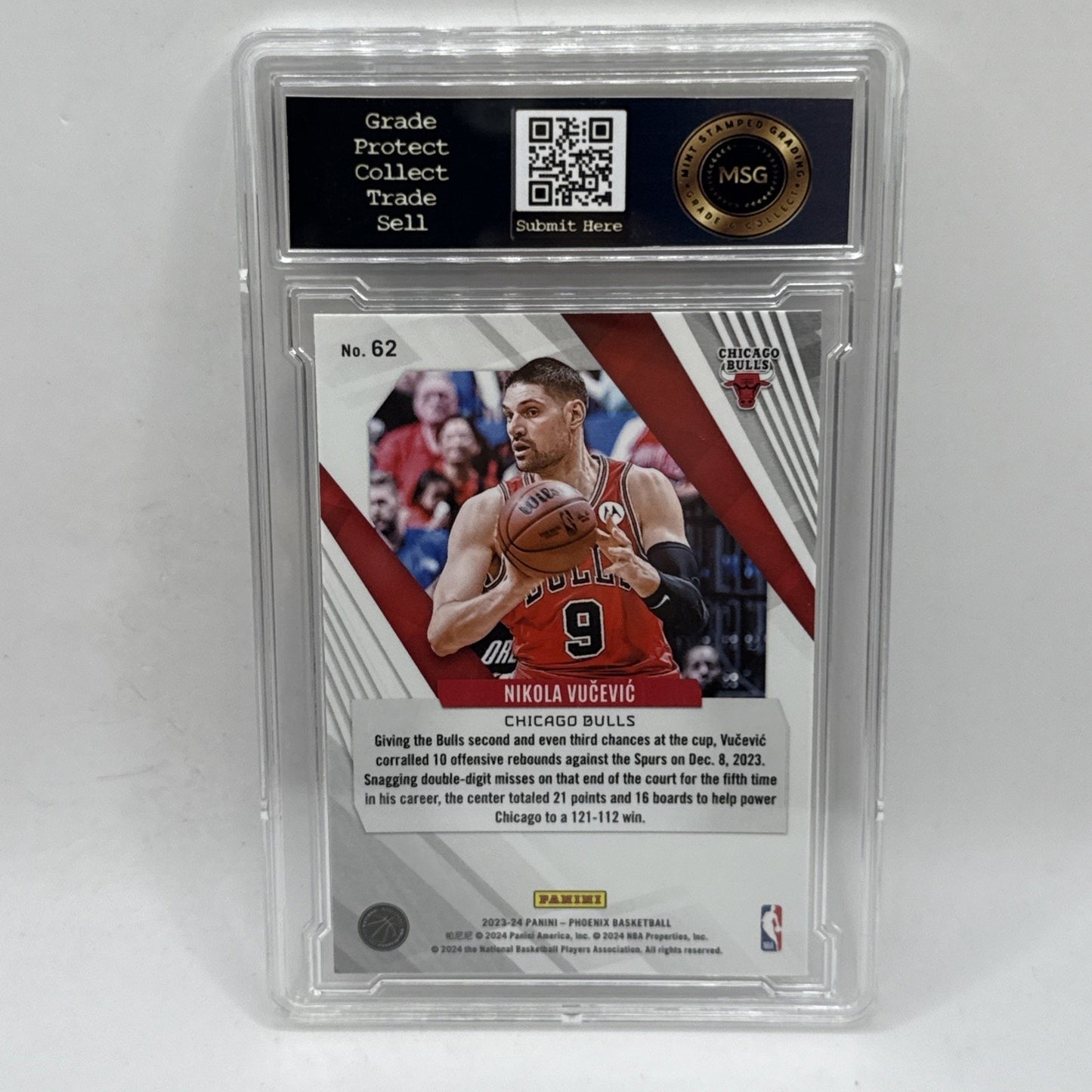 2023-24 Panini Phoenix Nikola Vucevic Teal Laser Chicago Bulls Graded 10 NBA