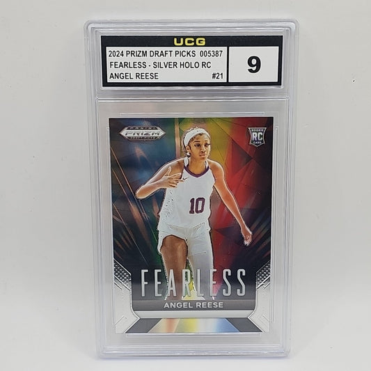 2024 Panini Prizm Draft Picks - Fearless Angel Reese #21 (RC) Graded 9 WNBA Card
