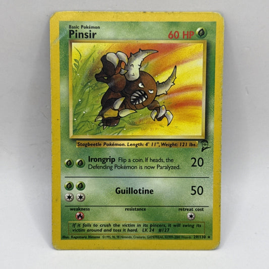 Pinsir 29/130 Rare Base Set 2 Pokémon Card WOTC 2000 TCG HP DMG Collectible Card