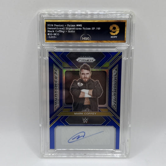 2024 Panini Prizm WWE - Mark Coffey- Sensational Signatures Blue - /49 Graded 9