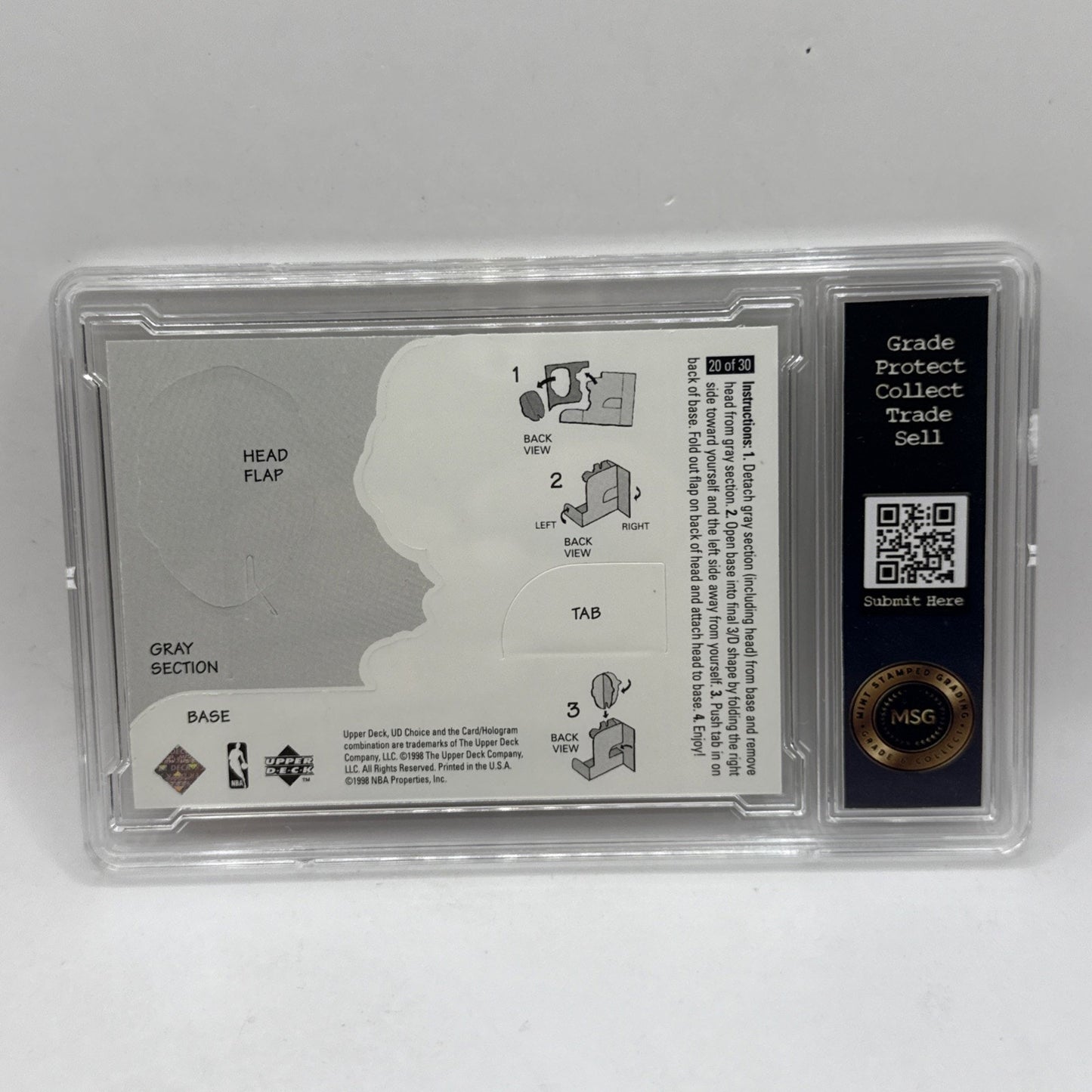 1998 Upper Deck UD Choice Bobble Pop Head Allen Iverson 20/30 76ers Graded 7 NM