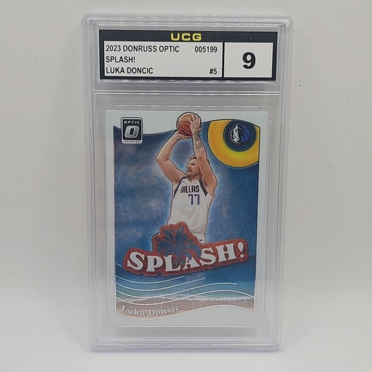 Luka Dončić 2023-24 Panini Donruss Optic - Splash #5 Graded 9 Mavericks Lakers