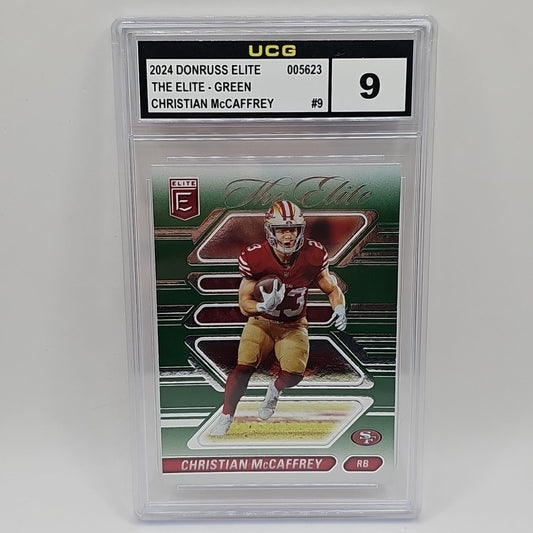 2024 Panini Elite - The Elite Green #9 Christian McCaffrey 49ers Graded 9 NFL