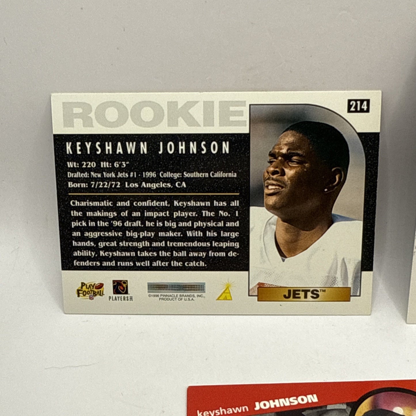 1996 NFL Score Football | Keyshwan Johnson RC | #214 | New York Jets - 3 Card