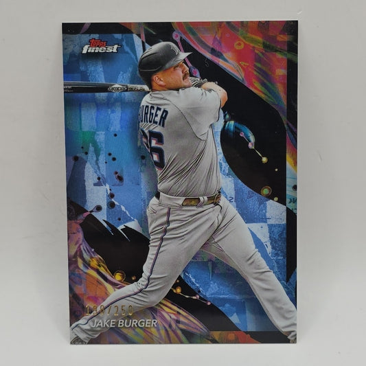 2024 Topps Finest JAKE BURGER #197 - SKY Blue Refractor /250 - Miami Marlins