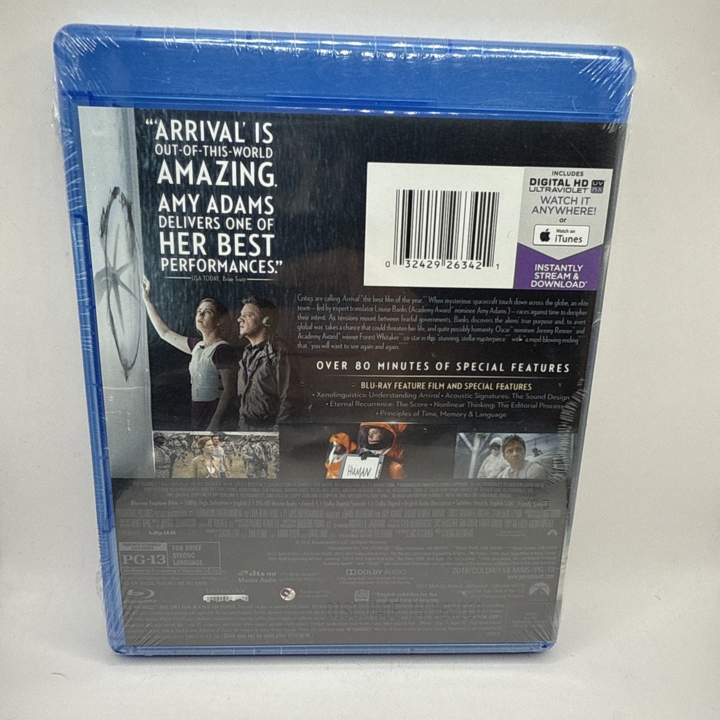 ARRIVAL 2016 Blu-ray Science Fiction Movie , Amy Adams, Jeremy Renner