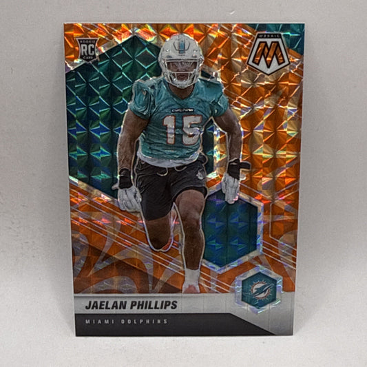 2021 Mosaic Football Jaelan Phillips Orange Reactive Rookie (RC) Dolphins #350