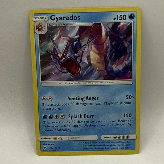 Pokemon Burning Shadows Gyarados 33/147 Rare Holo MP Collectible Card