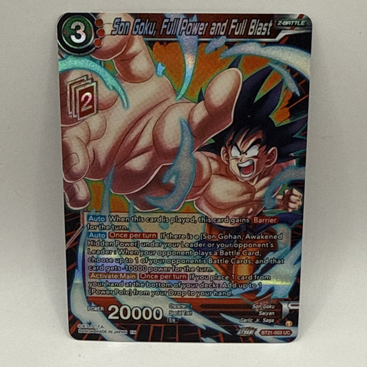 Son Goku, Full Power and Full Blast BT21-003 UC Foil NEW (W.R) Holo DBS
