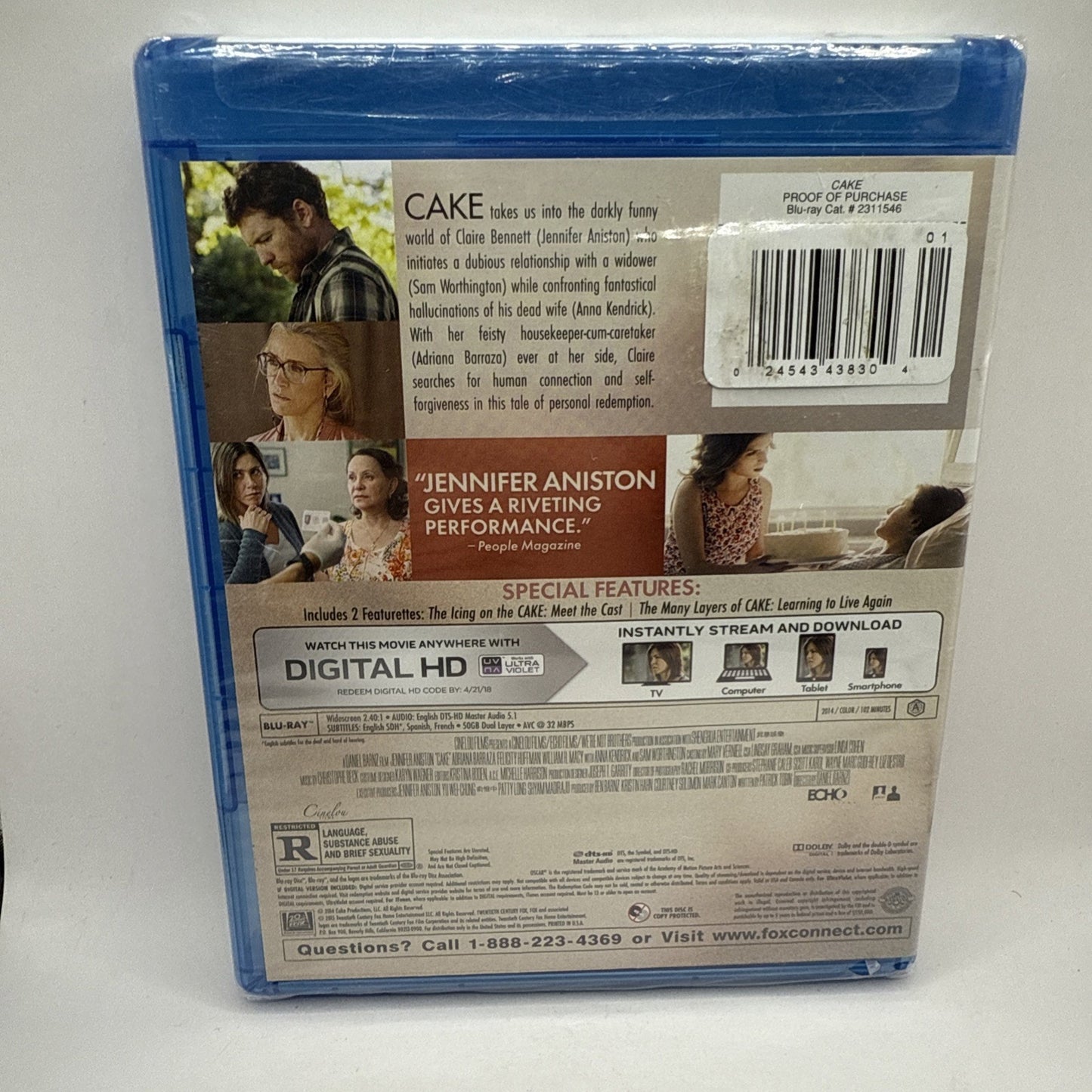 CAKE Staring Jennifer Aniston (Blu-ray) New Factory Sealed Movie