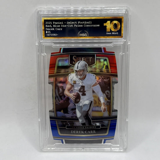 2021 Select Derek Carr #21 Concourse Level Red White Blue Die-Cut Raiders Graded